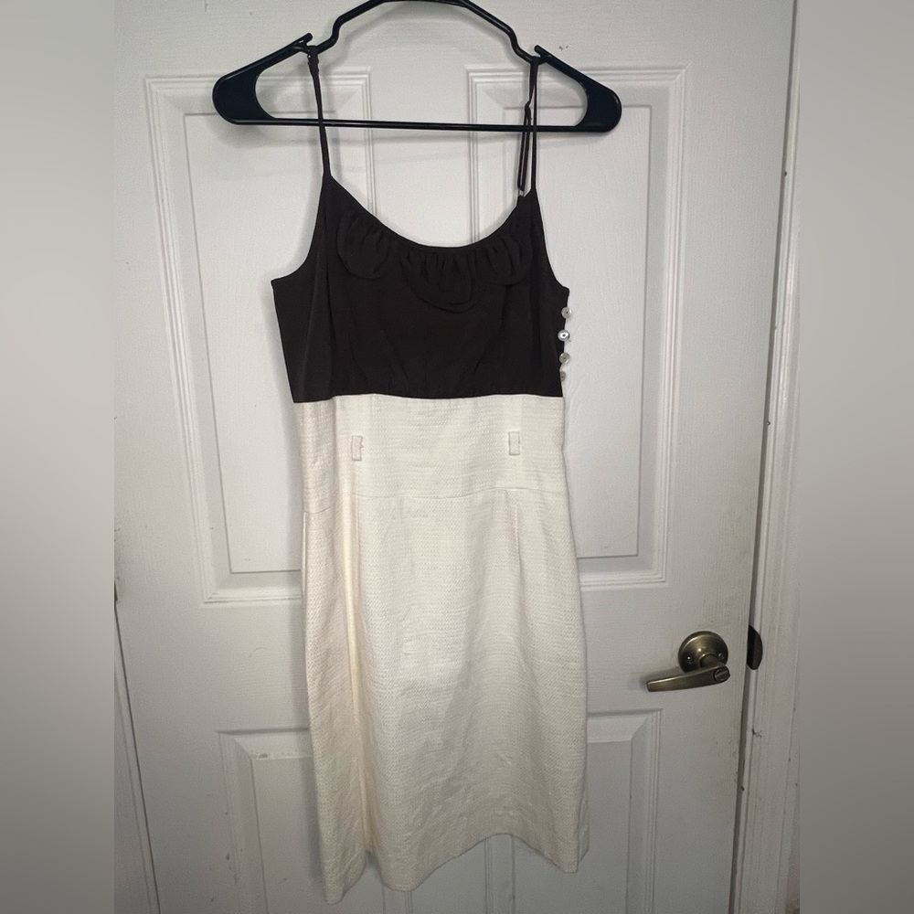 Trina Turk Brown and Cream Midi Dress